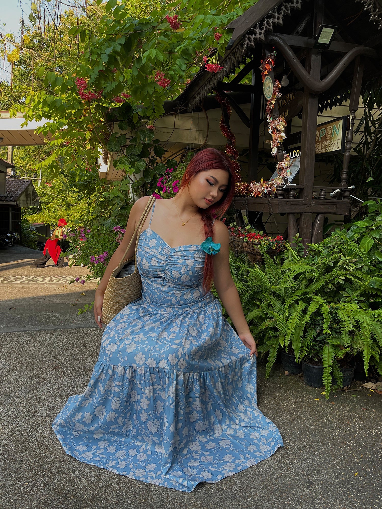 Holiday Backless Floral Cami Dress