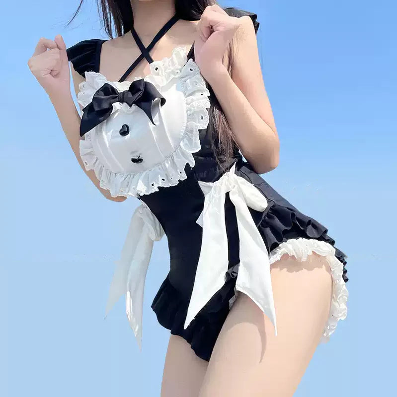 Black One-piece Swimsuit Kawaii