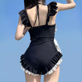 Black One-piece Swimsuit Kawaii