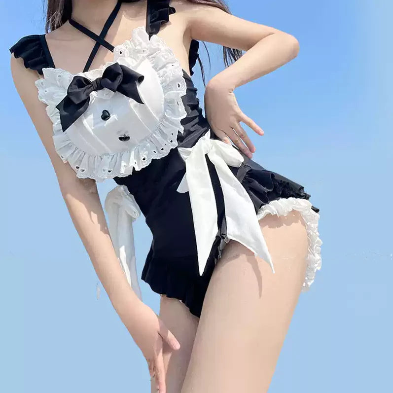 Black One-piece Swimsuit Kawaii