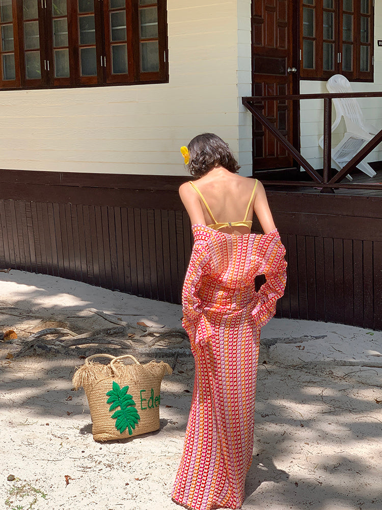 Boho Knit Beach Cover-Up Dress