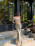 Satin Maxi Dress Champagne