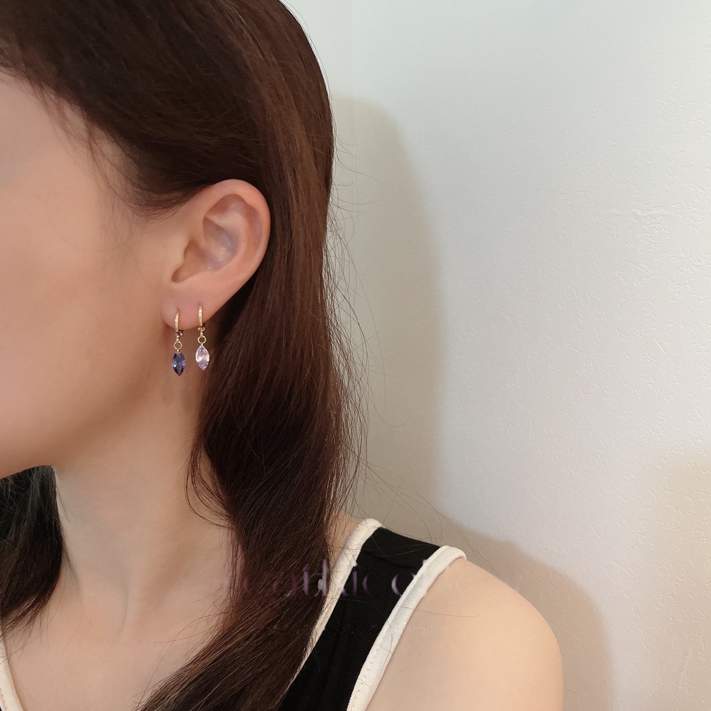 Deep Sea Blue & Frosty Purple Zircon Stud Earrings