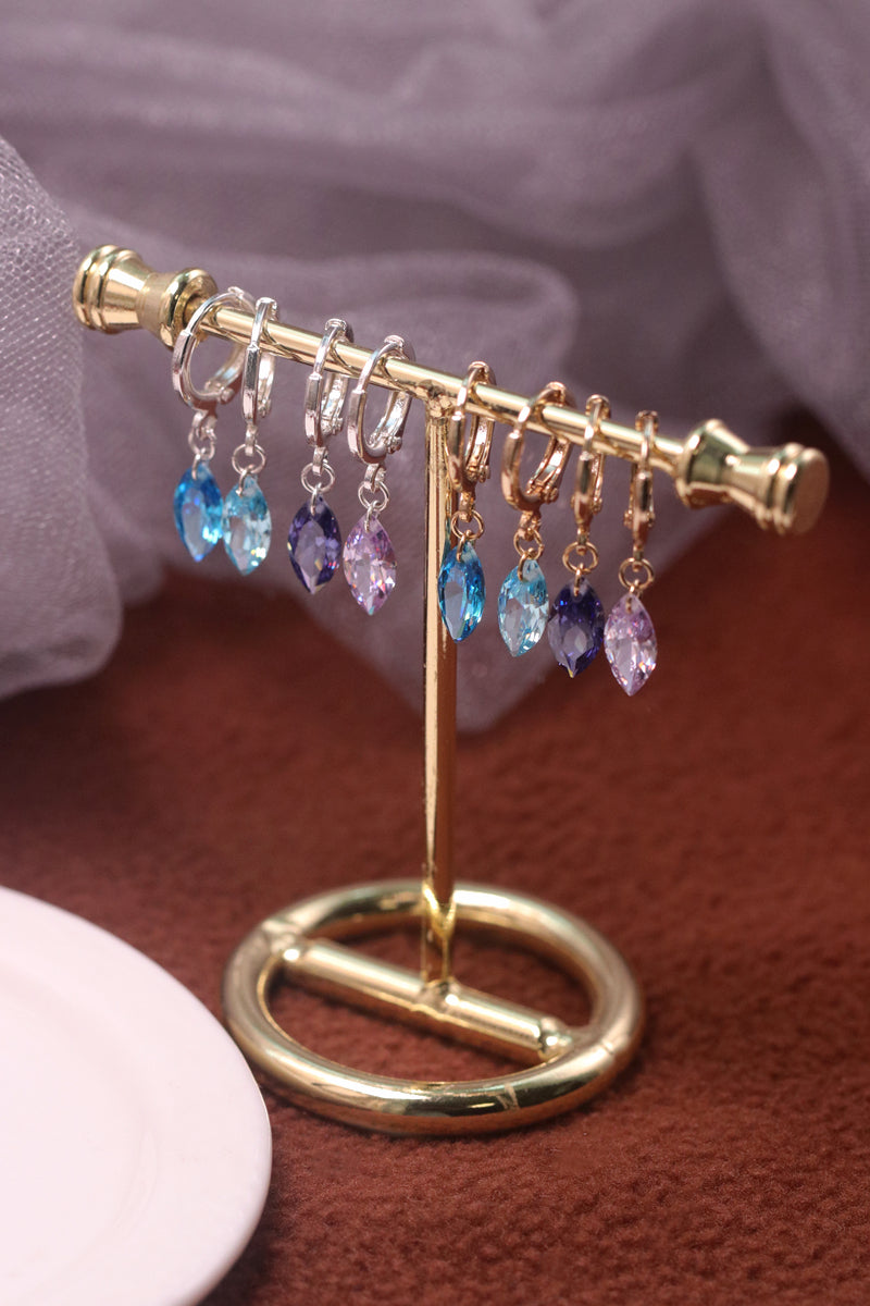 Deep Sea Blue & Frosty Purple Zircon Stud Earrings