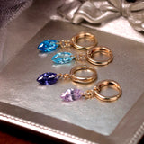Deep Sea Blue & Frosty Purple Zircon Stud Earrings