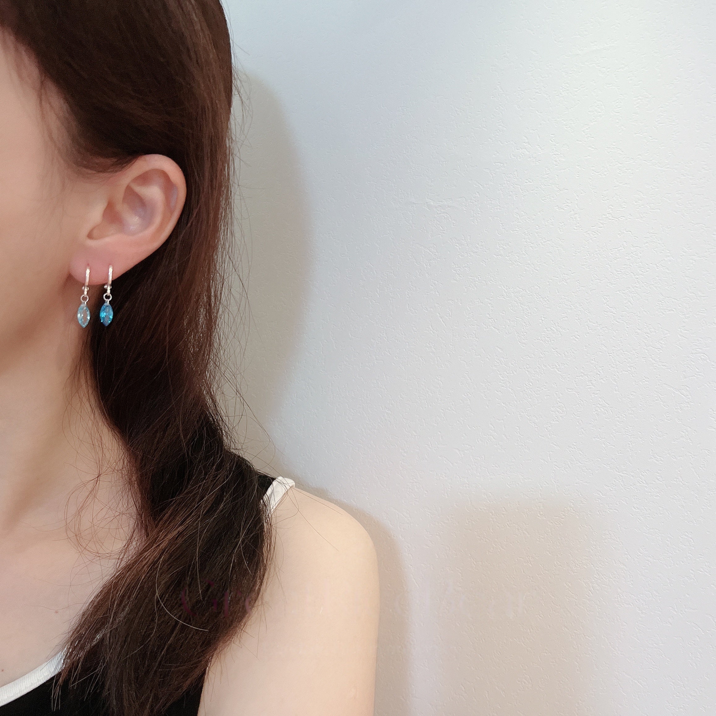 Deep Sea Blue & Frosty Purple Zircon Stud Earrings