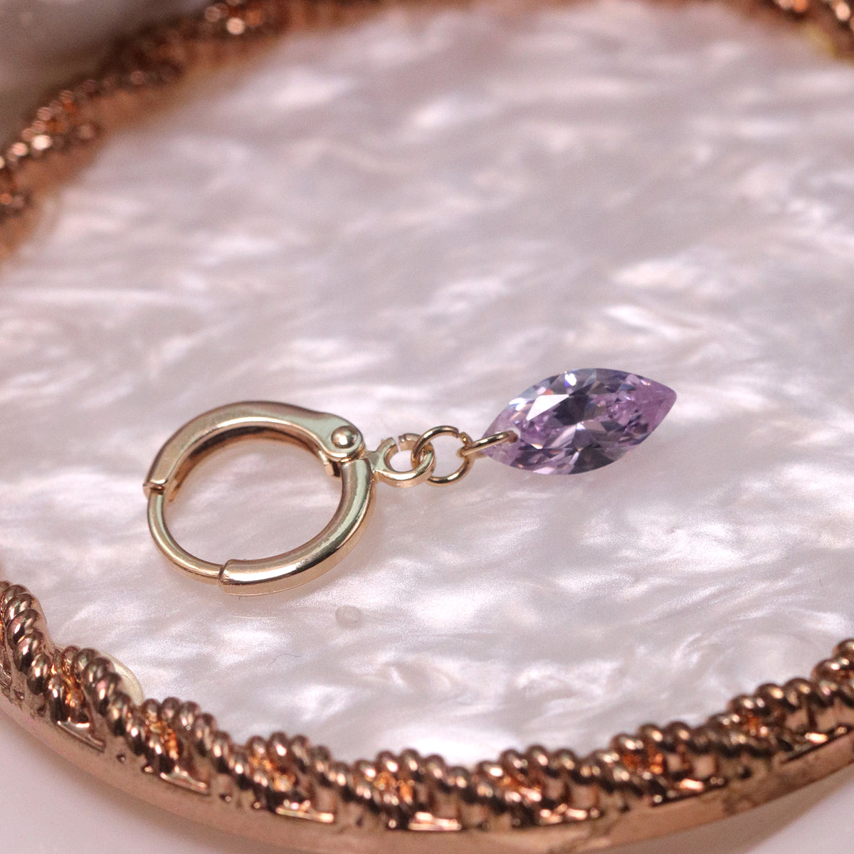 Deep Sea Blue & Frosty Purple Zircon Stud Earrings
