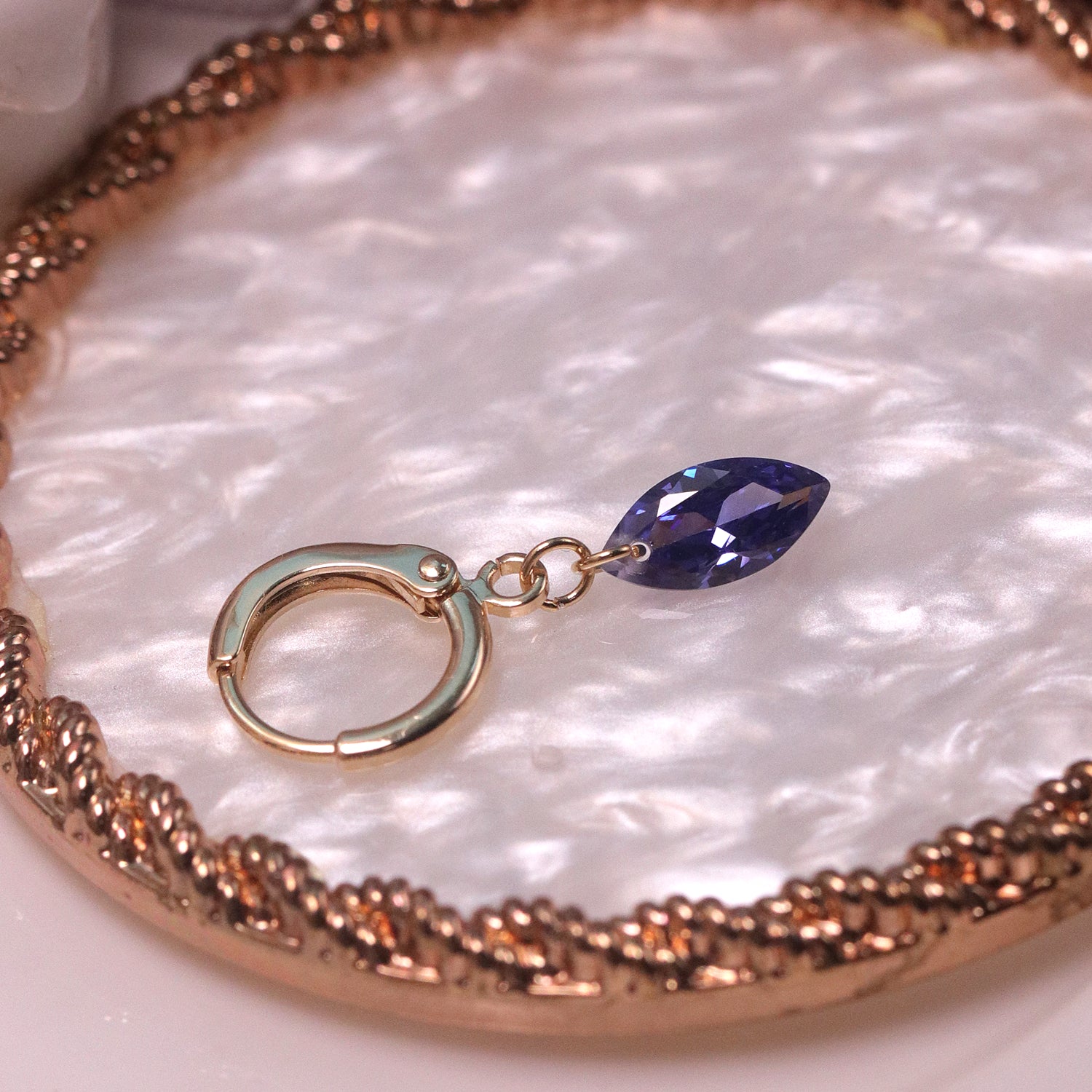 Deep Sea Blue & Frosty Purple Zircon Stud Earrings