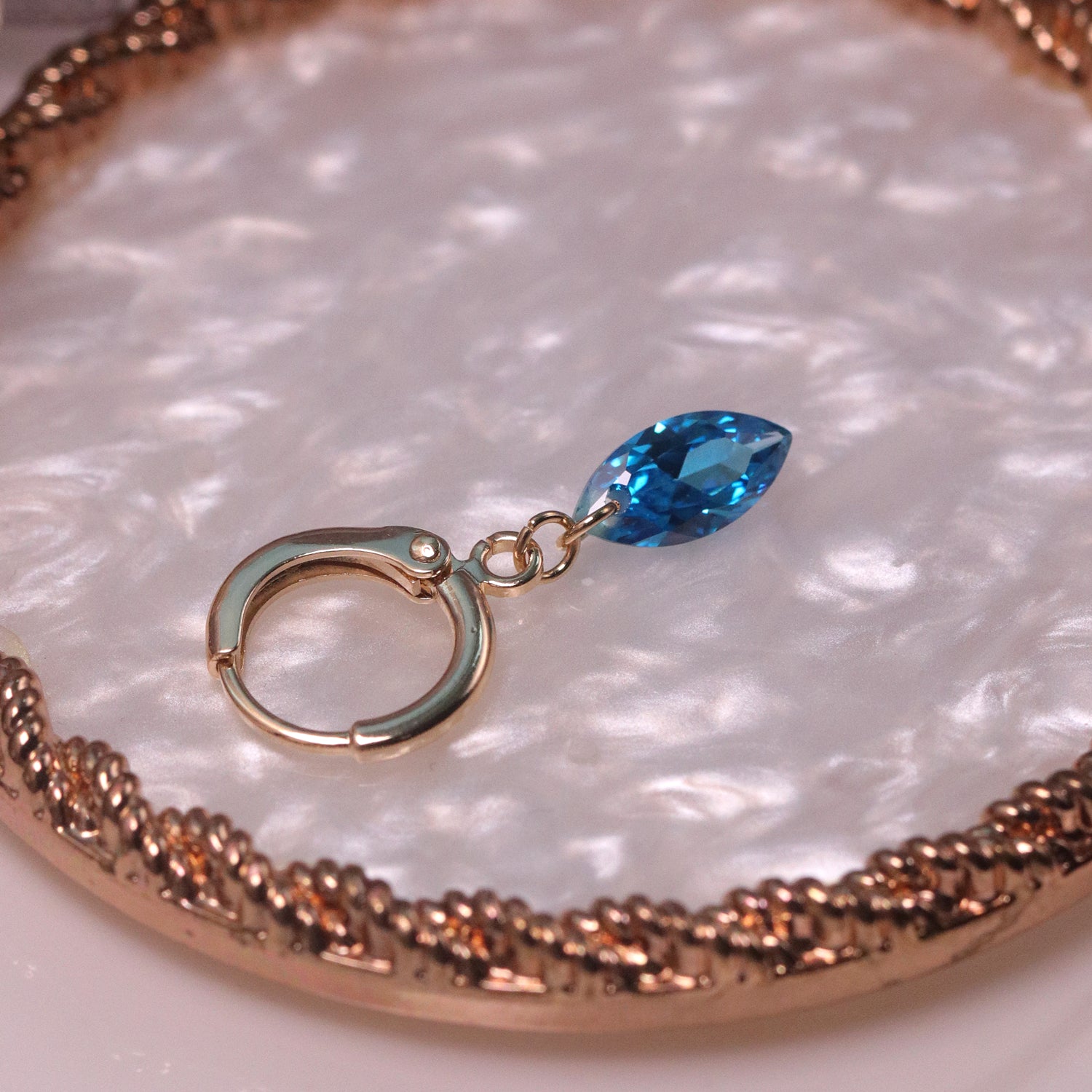 Deep Sea Blue & Frosty Purple Zircon Stud Earrings
