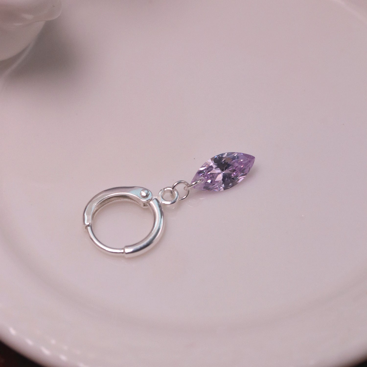 Deep Sea Blue & Frosty Purple Zircon Stud Earrings