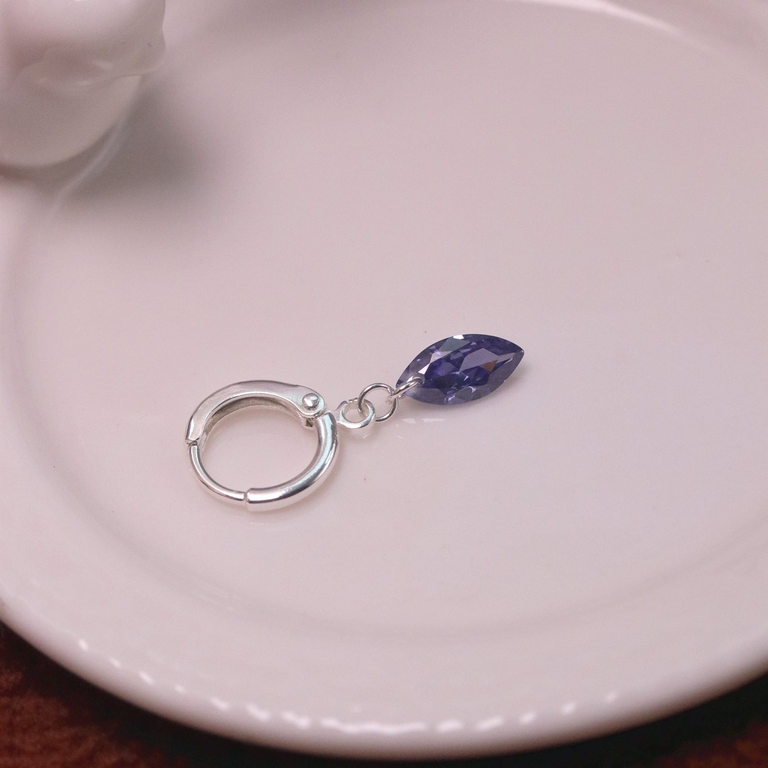 Deep Sea Blue & Frosty Purple Zircon Stud Earrings
