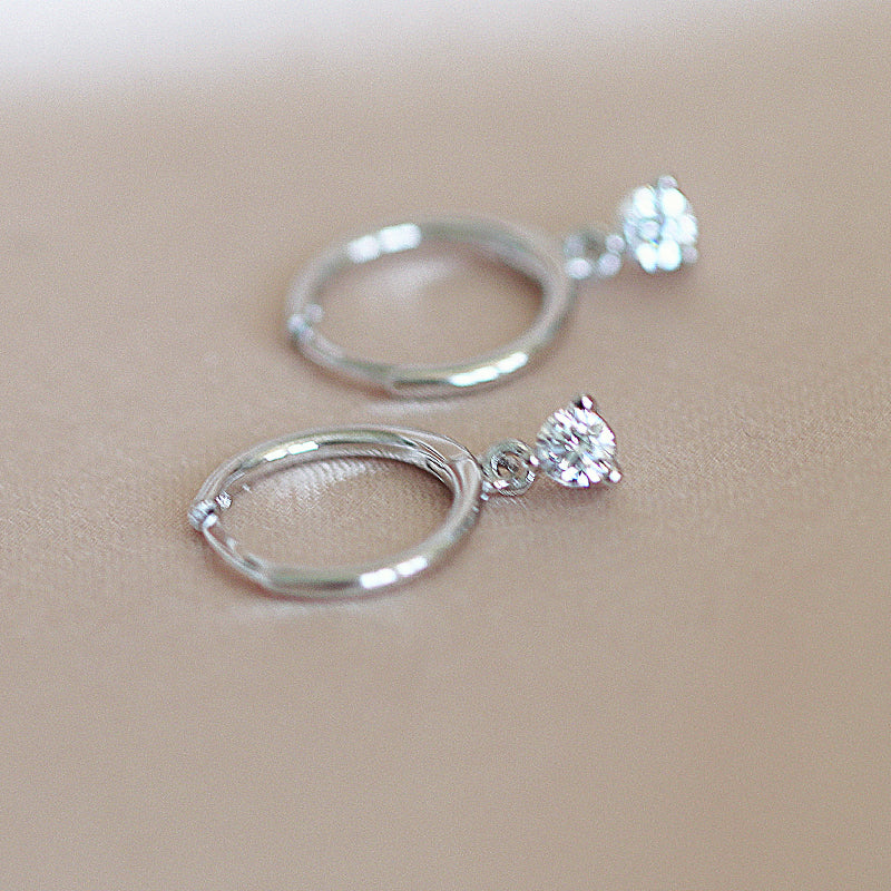 Elegant Mini Diamond Earrings – 925 Silver