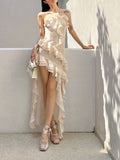 Flowing Clouds in Motion Ruffle Romantic Dress