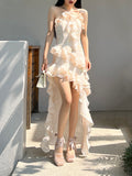 Flowing Clouds in Motion Ruffle Romantic Dress