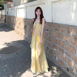 Flowy Yellow Tie-Dye V-Neck Maxi Dress – Ethereal Summer Escape