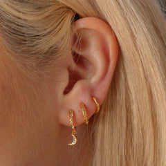 Mystic Crescent Moon Huggie 925 Silver Earrings