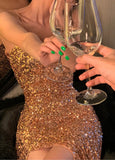 Golden Sparkling Sequin Mini Dress