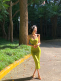 Corset-Style Green Knit Slimming Bodycon Dress
