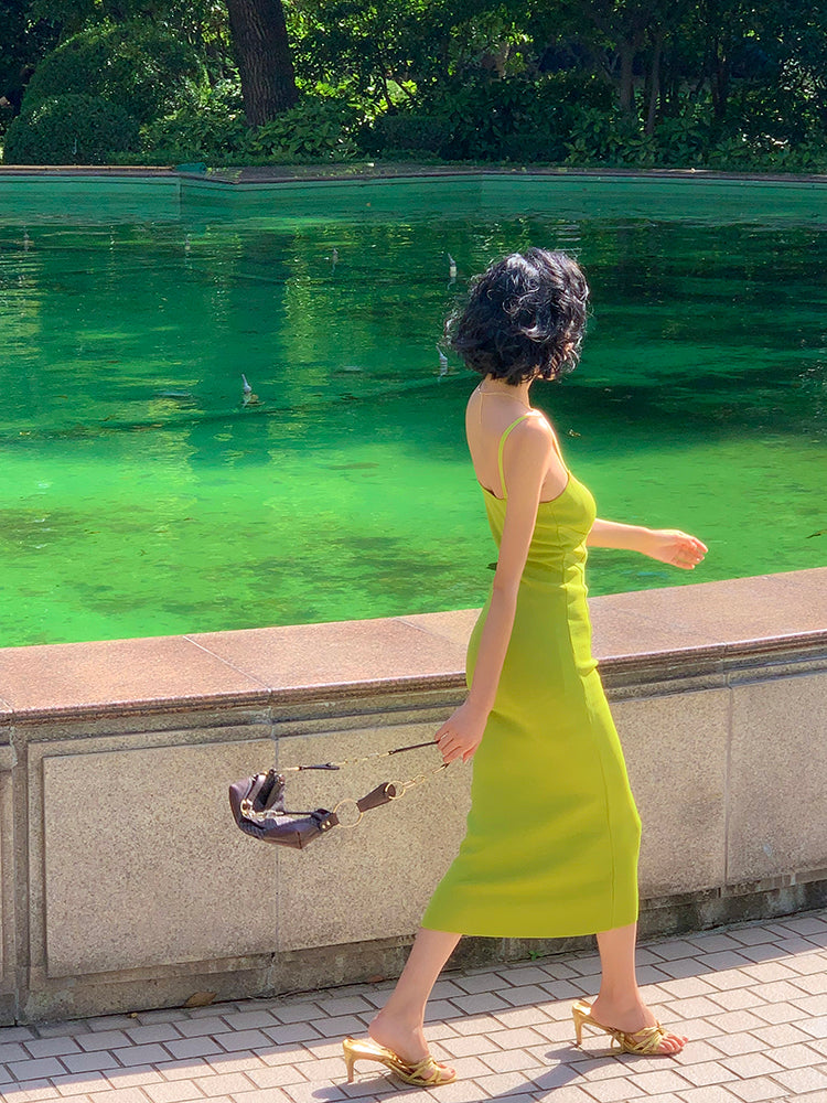 Corset-Style Green Knit Slimming Bodycon Dress