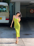 Corset-Style Green Knit Slimming Bodycon Dress
