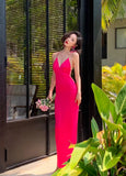 Hot Pink Backless Butterfly Strap Dress