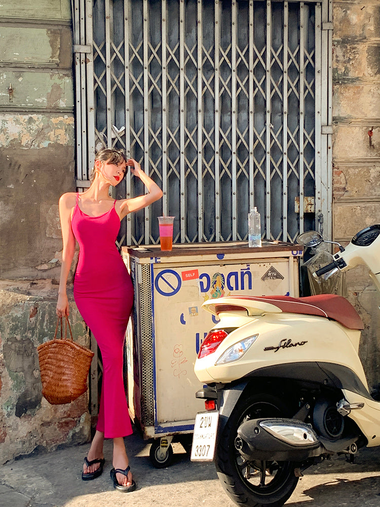 Hot Pink Slimming Bodycon Maxi Dress