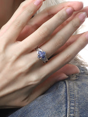 LYLY Big Blue Jade 925 Silver Ring