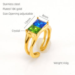 Overture Open Ring Square Lake Blue Green