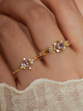 Vintage lavender Gemstone Ring romantic dainty gold stacking ring