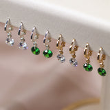 Minimalist Emerald Green Zircon Earrings