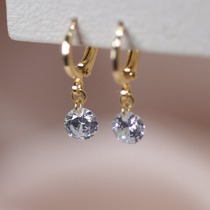 Minimalist Emerald Green Zircon Earrings