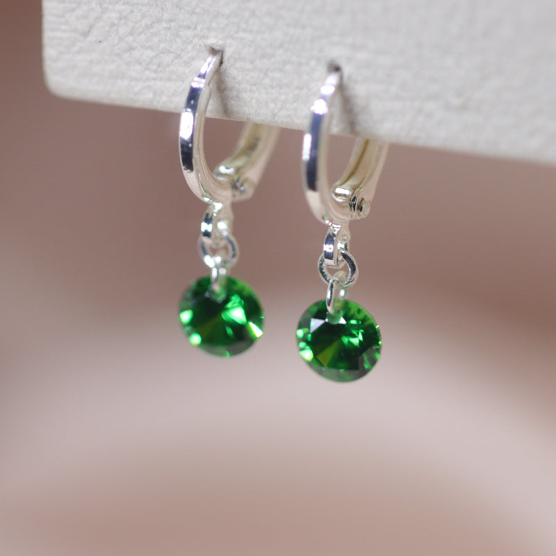 Minimalist Emerald Green Zircon Earrings