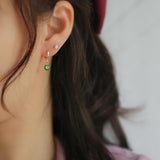 Minimalist Emerald Green Zircon Earrings