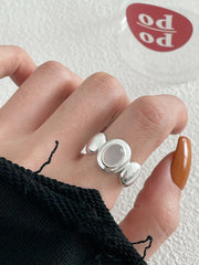 Moonlit White Agate 925 Silver Ring