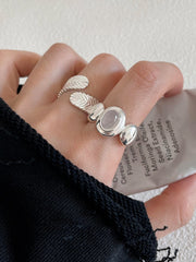 Moonlit White Agate 925 Silver Ring