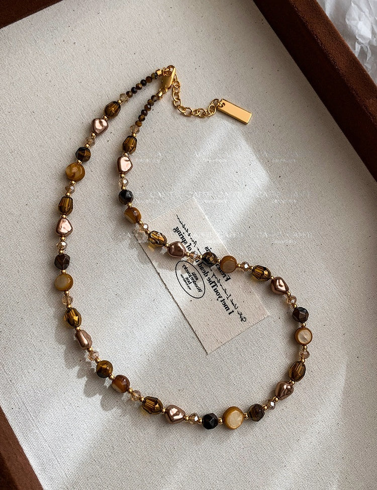 Natural Tiger Eye Mala-Style Necklace