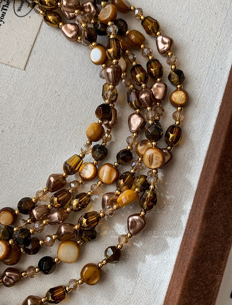 Natural Tiger Eye Mala-Style Necklace