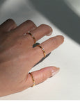 High-Polish Textured Zirconia Minimalist Ring