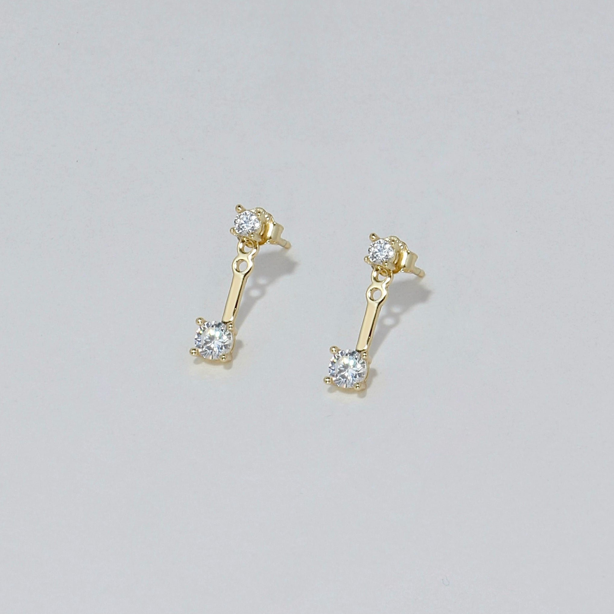 S925 Sterling Silver French Hollow Double-Diamond Stud Earrings