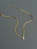 Trendy Snake Chain Necklace with Teardrop Cubic Zirconia