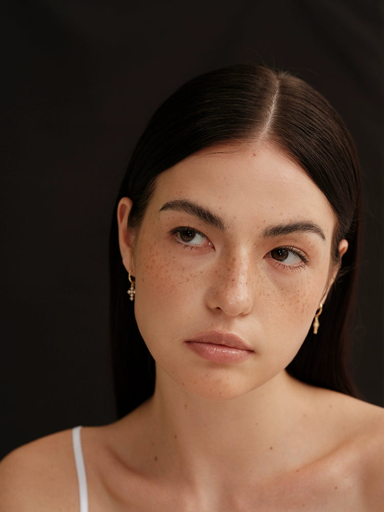 S925 Sterling Silver Star & Cross Hoop Earrings