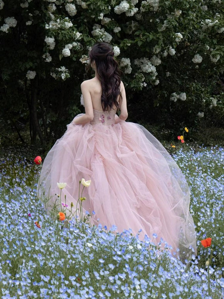 Pink Strapless Engagement Gown – Fairy Tale Princess Dress