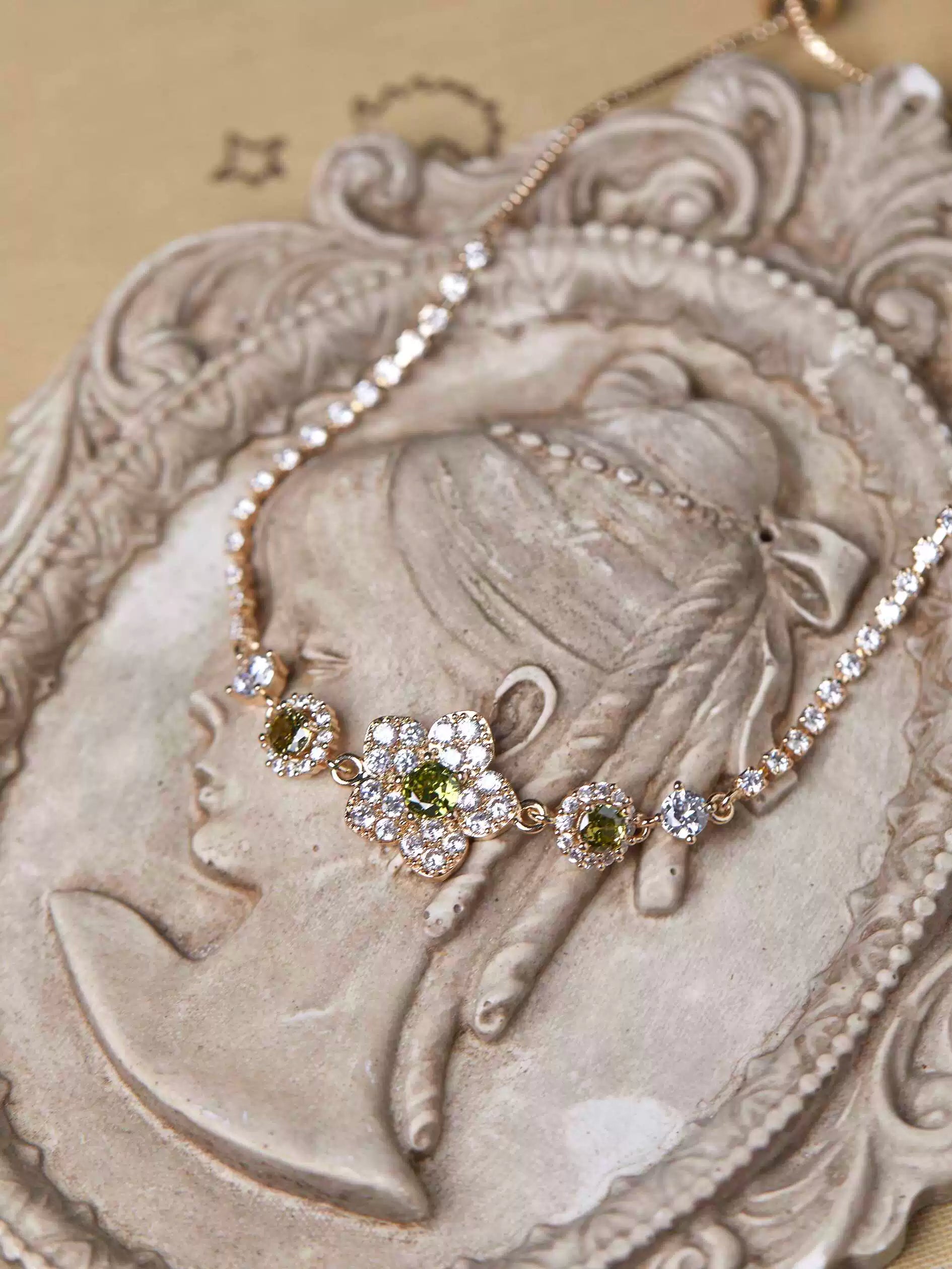 Misty Forest Olive Green Zircon Butterfly Bracelet – Unique Designer Sparkling Jewelry
