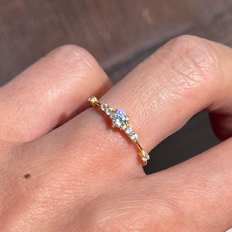 S925 Sterling Silver 14K Gold-Plated Minimalist Diamond Ring