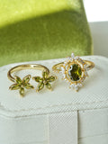 Rhein Town Vintage Olive Green Open Ring