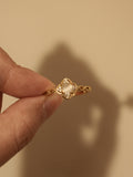 Clover Cat's Eye Stone Open Ring