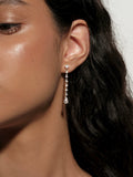 S925 Sterling Silver 4A Cubic Zirconia Teardrop Tassel Chain Earrings