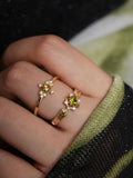 Waltz of the Rhine Olive Green Crystal Open Ring
