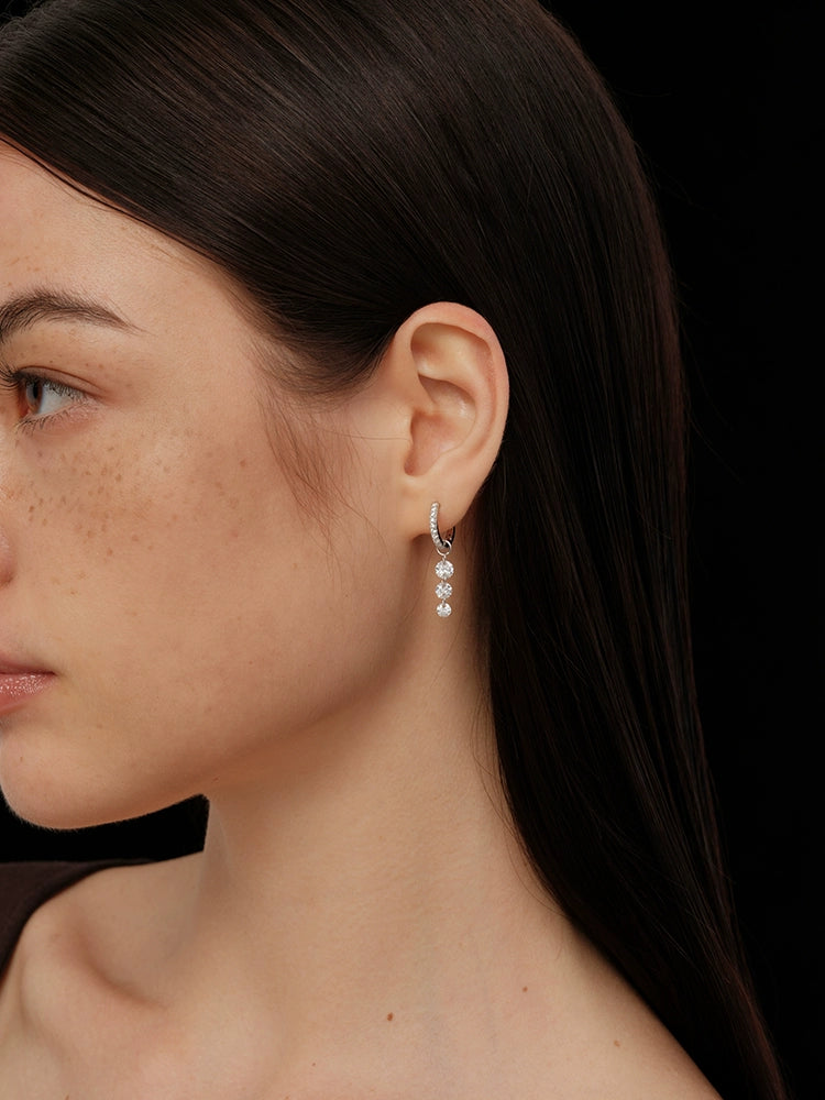 S925 Sterling Silver Hoop Earrings with 5A Zircon