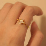 Clover Cat's Eye Stone Open Ring